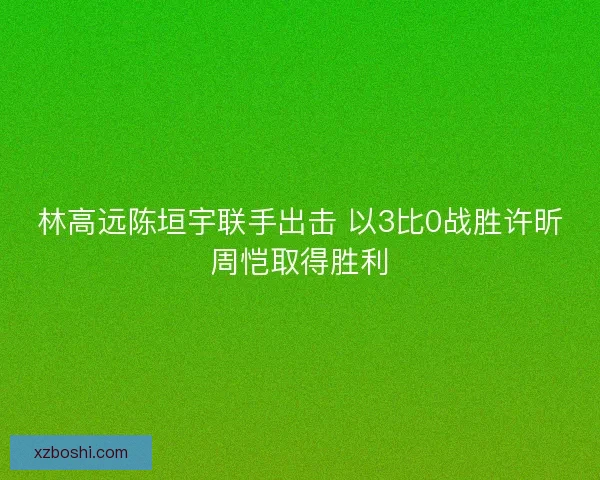 林高远陈垣宇联手出击 以3比0战胜许昕周恺取得胜利