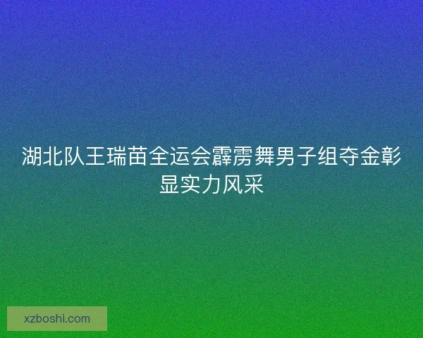 湖北队王瑞苗全运会霹雳舞男子组夺金彰显实力风采